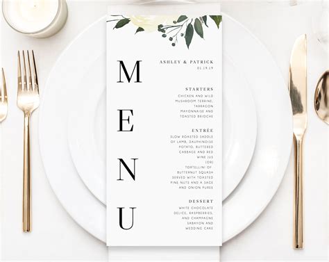 Free Wedding Menu Template .